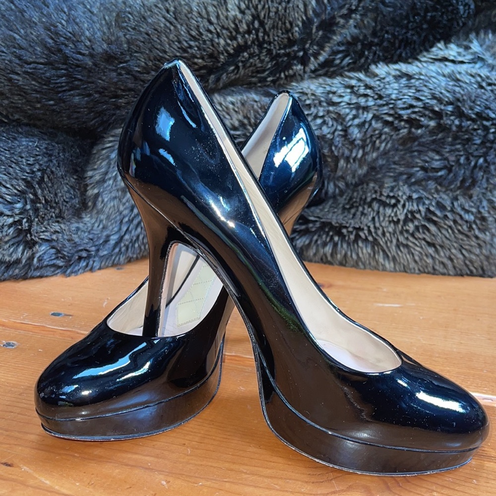 Joan & David platform patent leather with leather soles